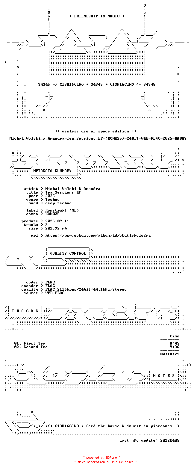 NFO for the release Michal_Wolski_x_Amandra-Tea_Sessions_EP-(KON025)-24BIT-WEB-FLAC-2025-BABAS by BABAS