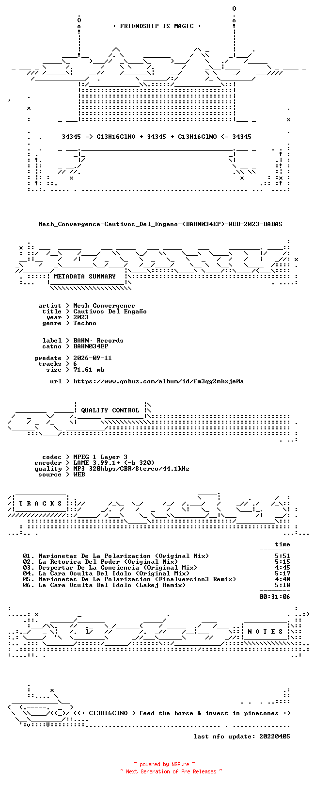 NFO for the release Mesh_Convergence-Cautivos_Del_Engano-(BAHN034EP)-WEB-2023-BABAS by BABAS