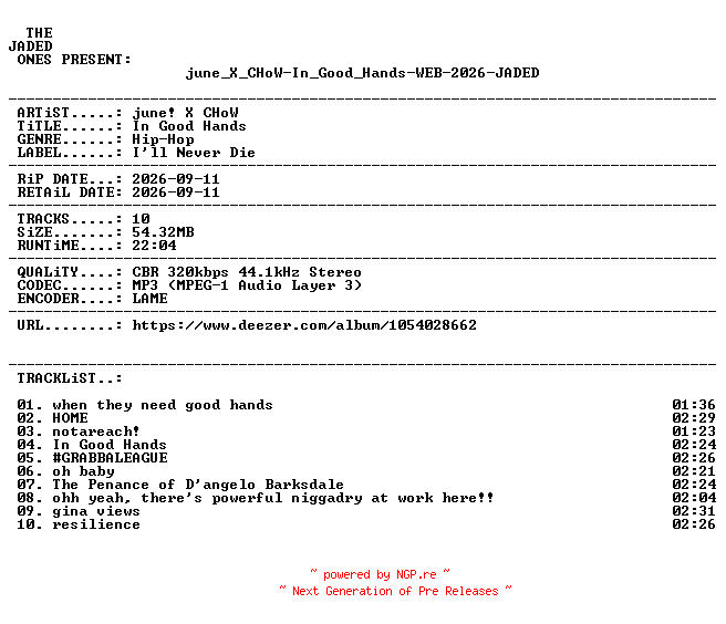 NFO for the release june_X_CHoW-In_Good_Hands-WEB-2026-JADED by JADED