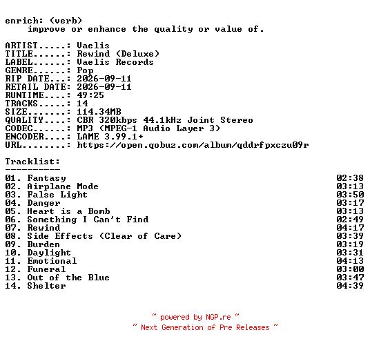 NFO for the release Vaelis-Rewind_(Deluxe)-WEB-2026-ENRiCH by ENRiCH