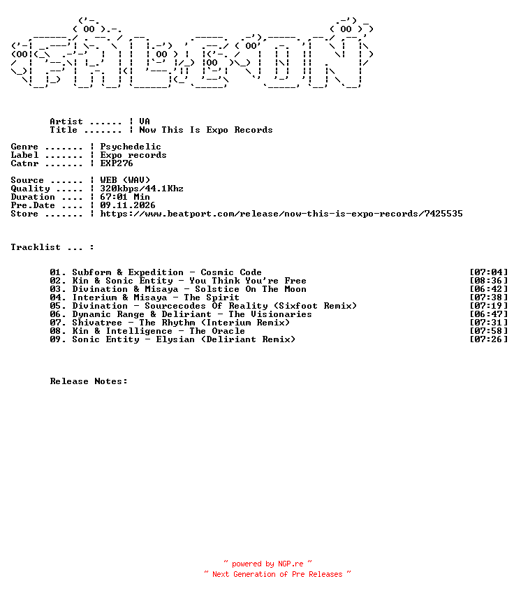 NFO for the release VA-Now_This_Is_Expo_Records-(EXP276)-WEB-2026-FALCON by FALCON