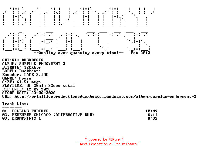 NFO for the release DUCKBEATS-SURPLUS_ENJOYMENT_2-(SEARCHIVE02)-WEB-2026-BB by BB