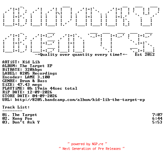 NFO for the release Kid_Lib-The_Target_EP-(WAXF-001)-WEB-2026-BB by BB
