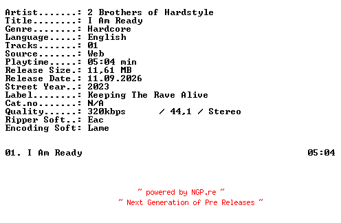 NFO for the release 2_Brothers_of_Hardstyle-I_AM_READY-SINGLE-WEB-2023-XTC_iNT by XTC_iNT