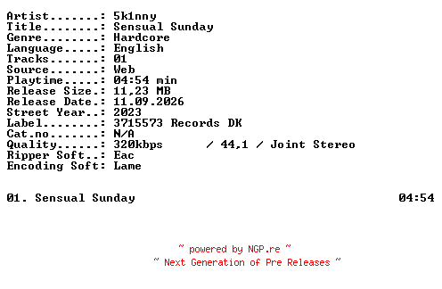 NFO for the release 5k1nny-Sensual_Sunday-SINGLE-WEB-2023-XTC_iNT by XTC_iNT