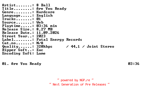 NFO for the release 8_Ball-Are_You_Ready-SINGLE-WEB-2023-XTC_iNT by XTC_iNT