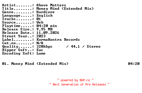 NFO for the release Above_Matters-Money_Mind_(Extended_Mix)-SINGLE-WEB-2023-XTC_iNT by XTC_iNT