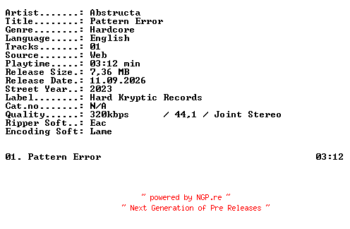 NFO for the release Abstructa-Pattern_Error-SINGLE-WEB-2023-XTC_iNT by XTC_iNT