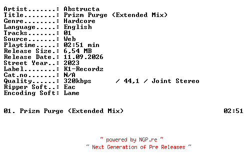 NFO for the release Abstructa-Prizm_Purge_(Extended_Mix)-SINGLE-WEB-2023-XTC_iNT by XTC_iNT