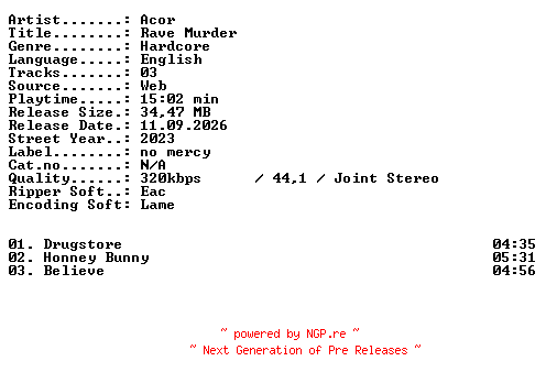 NFO for the release Acor-Rave_Murder-WEB-2023-XTC_iNT by XTC_iNT