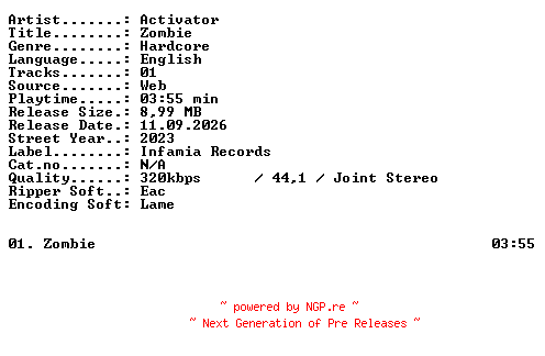NFO for the release Activator-Zombie-SINGLE-WEB-2023-XTC_iNT by XTC_iNT