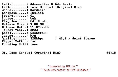 NFO for the release Adrenalize_and_ADN_Lewis-Lose_Control_(Original_Mix)-SINGLE-WEB-2023-XTC_iNT by XTC_iNT