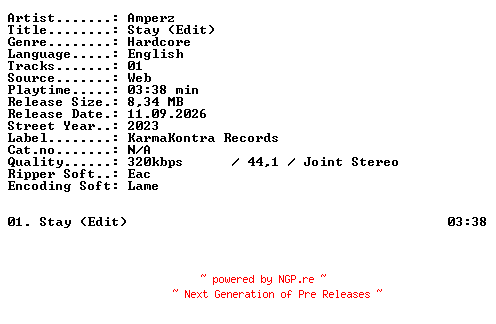 NFO for the release Amperz-Stay_(Edit)-SINGLE-WEB-2023-XTC_iNT by XTC_iNT