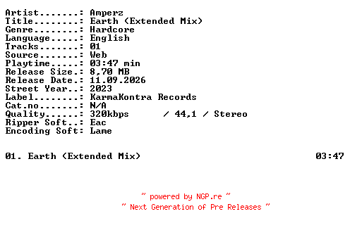 NFO for the release Amperz-Earth_(Extended_Mix)-SINGLE-WEB-2023-XTC_iNT by XTC_iNT