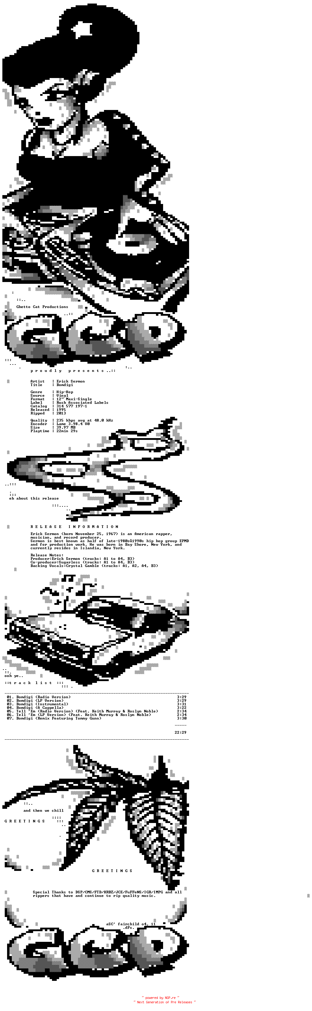 NFO for the release Erick_Sermon-Bomdigi-VLS-1995-GCP_INT by GCP_INT
