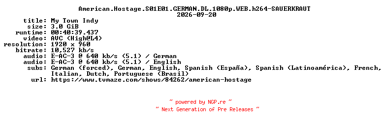 NFO for the release American.Hostage.S01E01.GERMAN.DL.1080p.WEB.h264-SAUERKRAUT by SAUERKRAUT