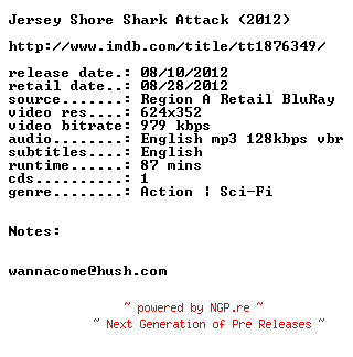 NFO for the release Jersey.Shore.Shark.Attack.2012.BDRip.XviD-DiSPOSABLE by DiSPOSABLE