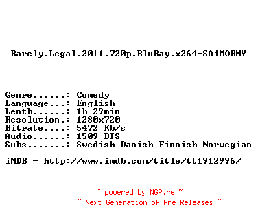 NFO for the release Barely.Legal.2011.720p.BluRay.x264-SAiMORNY by SAiMORNY