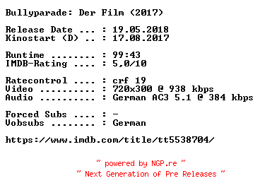 NFO for the release Bullyparade.Der.Film.German.2017.AC3.BDRip.x264-COiNCiDENCE by COiNCiDENCE