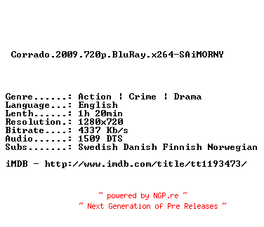 NFO for the release Corrado.2009.720p.BluRay.x264-SAiMORNY by SAiMORNY