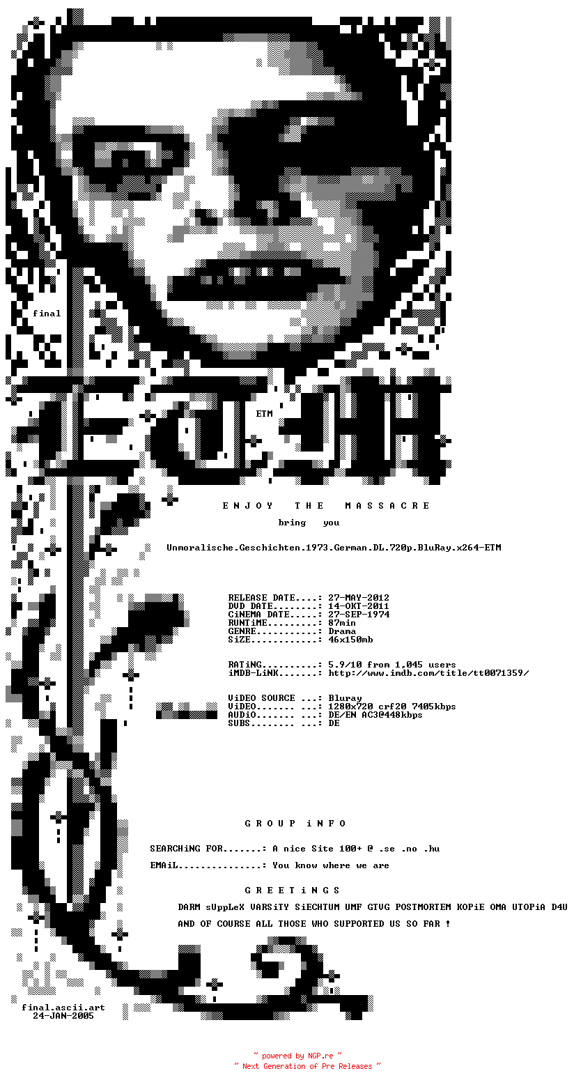 NFO for the release Unmoralische.Geschichten.1973.German.DL.720p.BluRay.x264-ETM by ETM