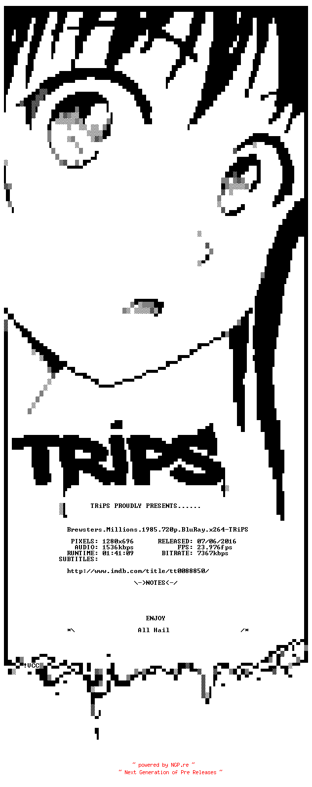 NFO for the release Brewsters.Millions.1985.720p.BluRay.x264-TRiPS by TRiPS