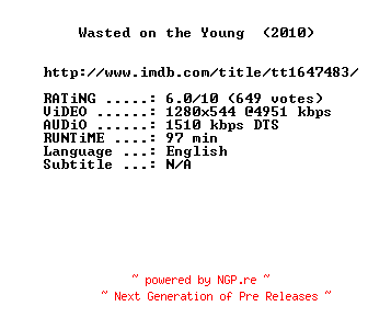 NFO for the release Wasted.on.the.Young.2010.720p.BluRay.x264-MELiTE by MELiTE