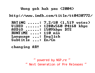 NFO for the release One.Night.In.Mongkok.2004.720p.BluRay.x264-MELiTE by MELiTE