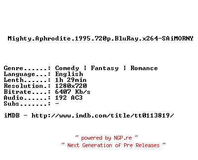 NFO for the release Mighty.Aphrodite.1995.720p.BluRay.x264-SAiMORNY by SAiMORNY