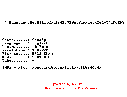NFO for the release A.Haunting.We.Will.Go.1942.720p.BluRay.x264-SAiMORNY by SAiMORNY
