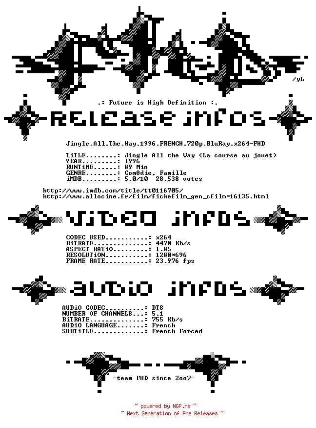 NFO for the release Jingle.All.The.Way.1996.FRENCH.720p.BluRay.x264-FHD by FHD