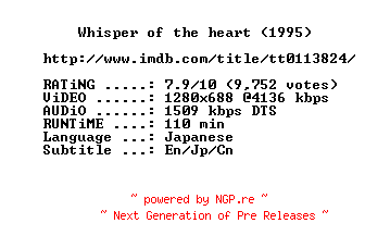 NFO for the release Whisper.Of.The.Heart.1995.720p.BluRay.x264-MELiTE by MELiTE