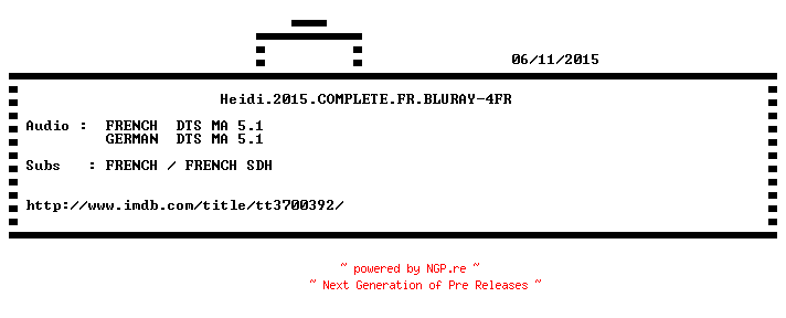 NFO for the release Heidi.2015.COMPLETE.FR.BLURAY-4FR by 4FR