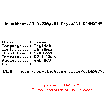 NFO for the release Drunkboat.2010.720p.BluRay.x264-SAiMORNY by SAiMORNY