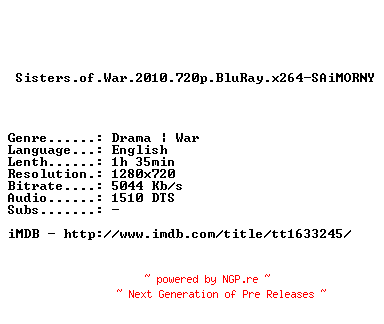 NFO for the release Sisters.of.War.2010.720p.BluRay.x264-SAiMORNY by SAiMORNY