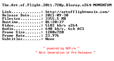 NFO for the release The.Art.of.Flight.2011.720p.Bluray.x264-MOMENTUM by MOMENTUM