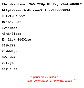 NFO for the release The.War.Game.1965.720p.BluRay.x264-GHOULS by GHOULS