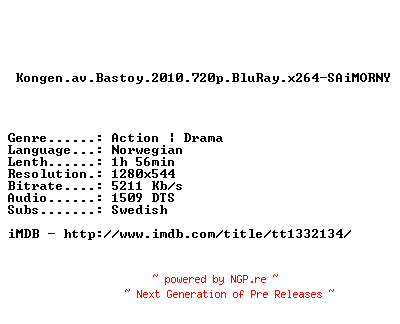 NFO for the release Kongen.av.Bastoy.2010.720p.BluRay.x264-SAiMORNY by SAiMORNY