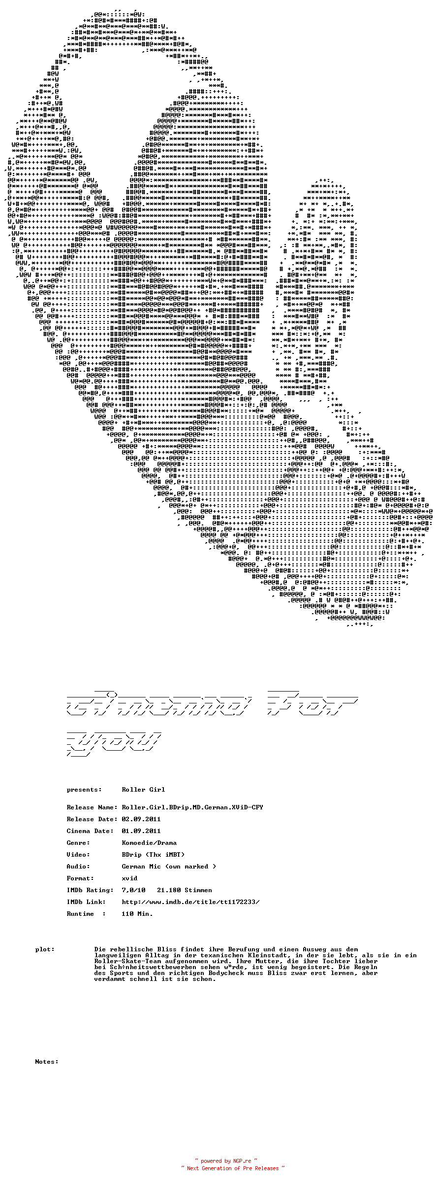 NFO for the release Roller.Girl.BDrip.MD.German.XViD-CFY by CFY