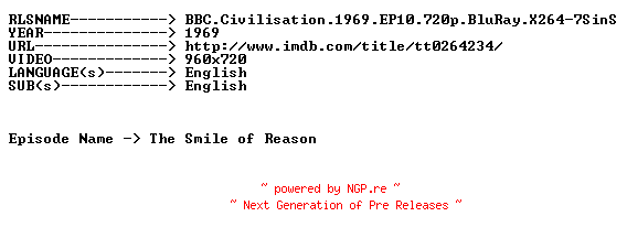 NFO for the release BBC.Civilisation.1969.EP10.720p.BluRay.X264-7SinS by 7SinS