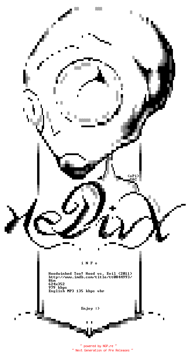 NFO for the release Hoodwinked.Too.Hood.vs.Evil.BDRip.XviD-NeDiVx by NeDiVx