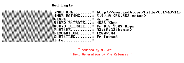 NFO for the release Red.Eagle.2010.FRENCH.720p.BluRay.x264-THENiGHTMAREiNHD by THENiGHTMAREiNHD