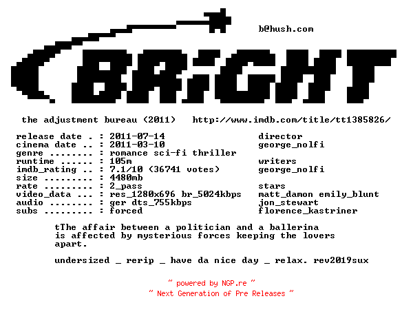 NFO for the release Der.Plan.German.720p.BluRay.x264.RERiP-BRiGHT by BRiGHT