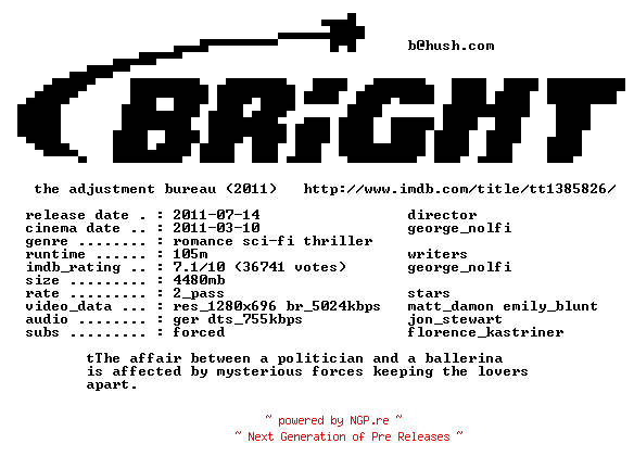 NFO for the release Der.Plan.German.720p.BluRay.x264-BRiGHT by BRiGHT