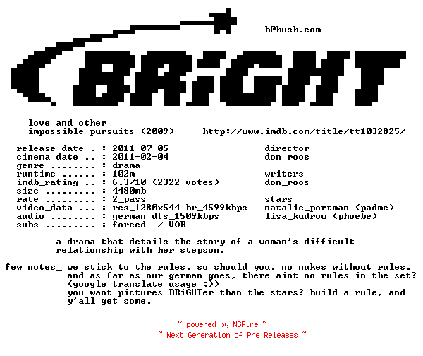 NFO for the release The.Other.Woman.German.720p.BluRay.x264-BRiGHT by BRiGHT