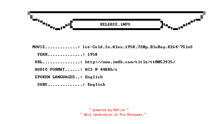 NFO for the release Ice-Cold.In.Alex.1958.720p.BluRay.X264-7SinS by 7SinS
