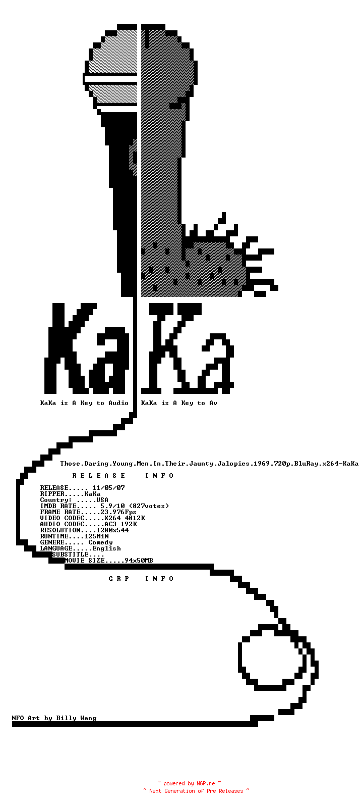 NFO for the release Those.Daring.Young.Men.In.Their.Jaunty.Jalopies.1969.720p.BluRay.x264-KaKa by KaKa