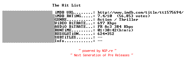 NFO for the release The.Hit.List.2011.FRENCH.BDRiP.XViD-THENiGHTMARE by THENiGHTMARE