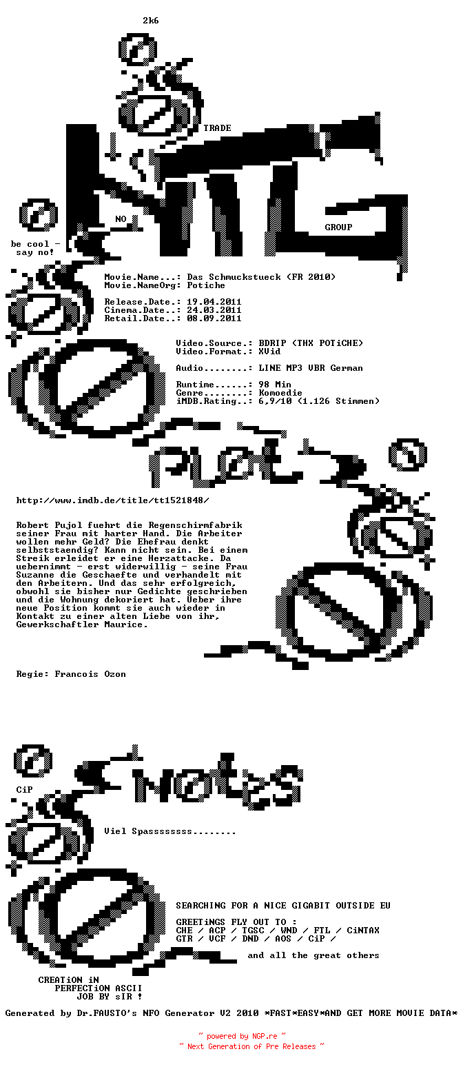 NFO for the release Das.Schmuckstueck.BDRiP.LD.German.XViD-NTG by NTG