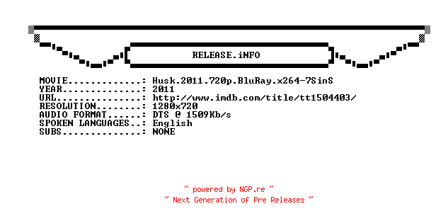 NFO for the release Husk.2011.720p.BluRay.x264-7SinS by 7SinS